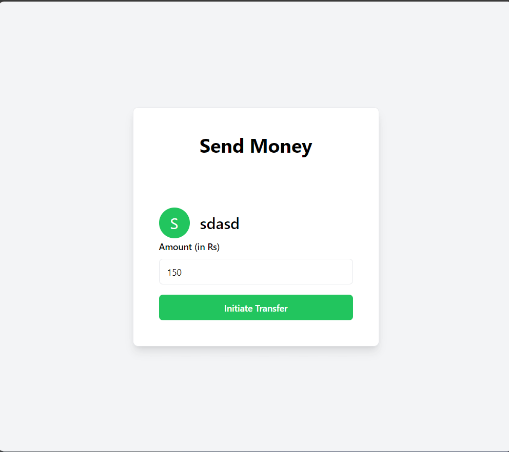 Send money to a user and enter amount