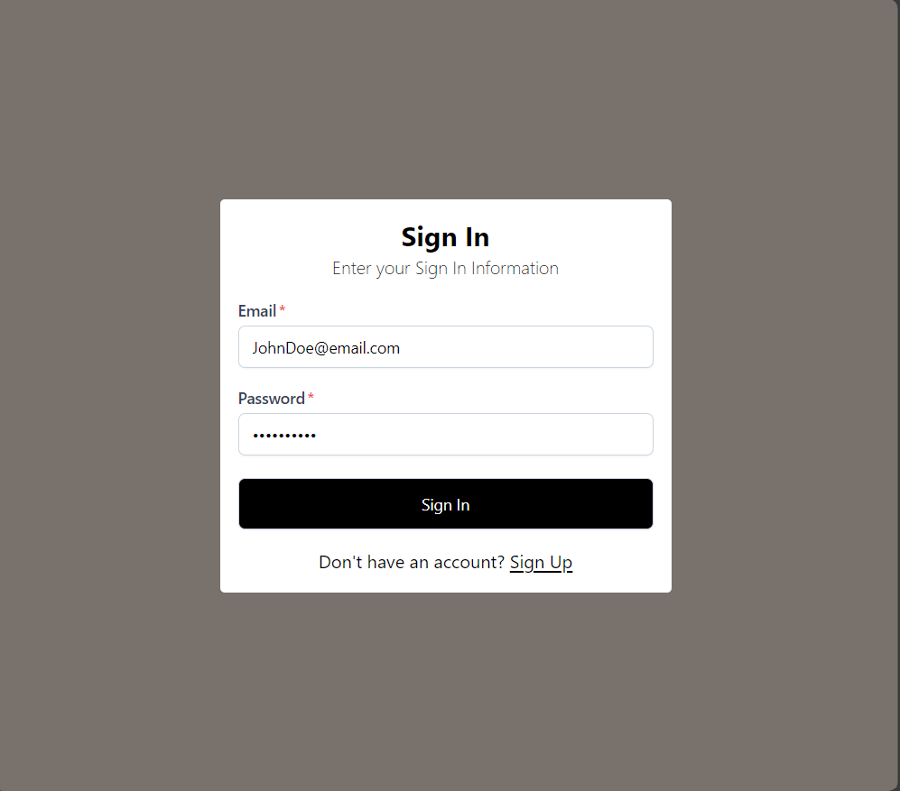 After logout Signin Page with username and password